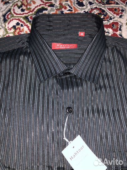 Рубашка черная в полоску