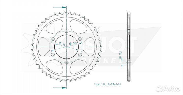 Задняя звезда Esjot 50-35043-43 (аналог JTR816.43)
