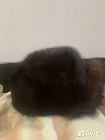 Шапка-ушанка норковая с кожей 56 - 58 размера