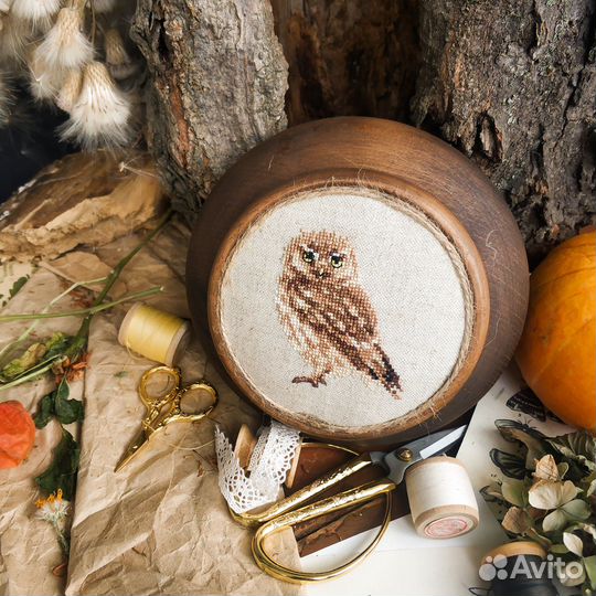 Шкатулка Вышивка Можжевельник Сова