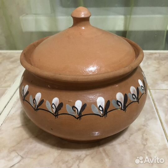 Горшок 1,5 литра керамический для запекания СССР