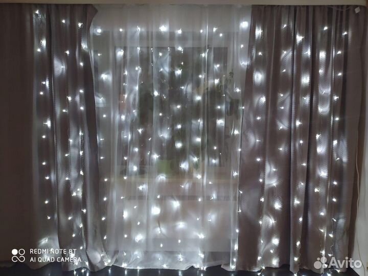 Новогодняя гирлянда штора новая