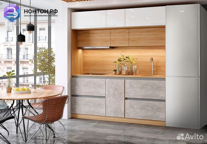 Центральная секция Карина 2 м белый глянцевый / бе