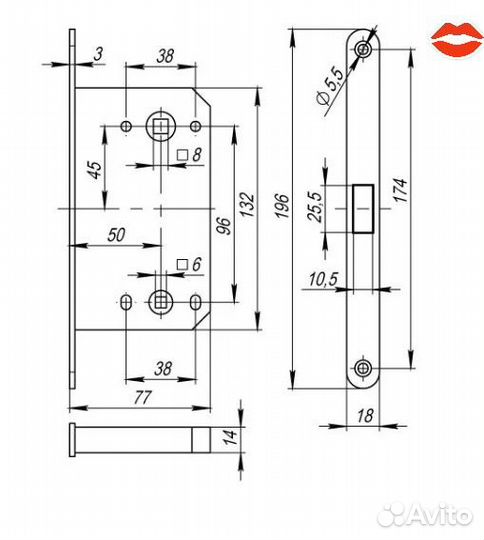 Защелка магнитная межкомнатная Morelli М1895 BL