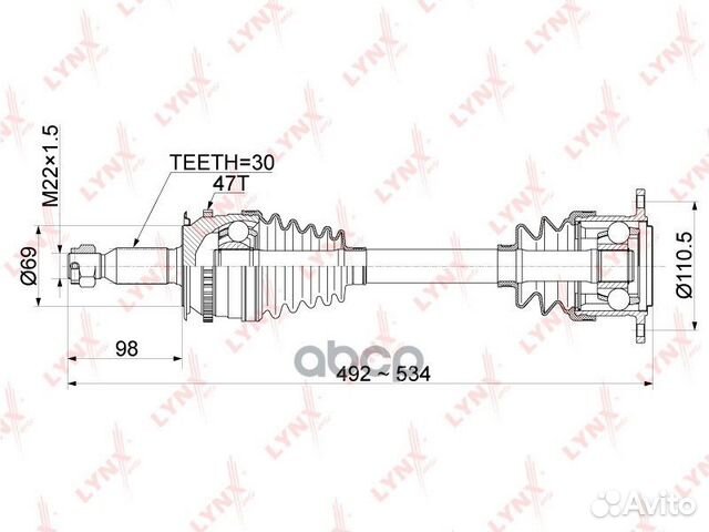 Привод в сборе перед прав CD1086A lynxauto