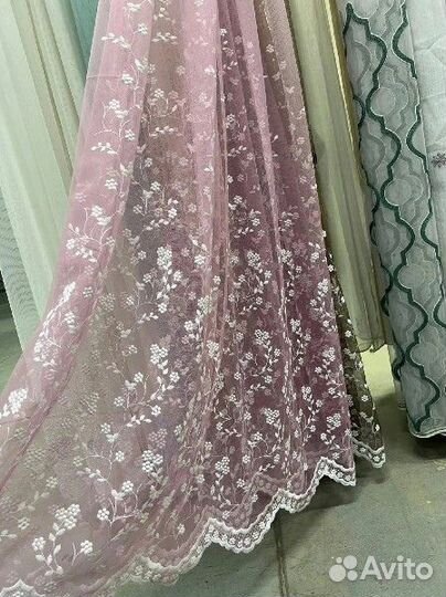 Тюль новая розовый цвет