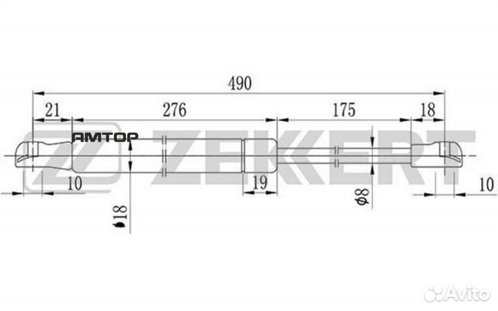Zekkert GF1598 GF-1598 zekkert Упор газовый капота