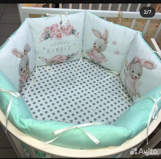 Бортики в кроватку+кпб для девочки