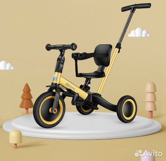 Детский велосипед с ручкой, беговел 3 в 1