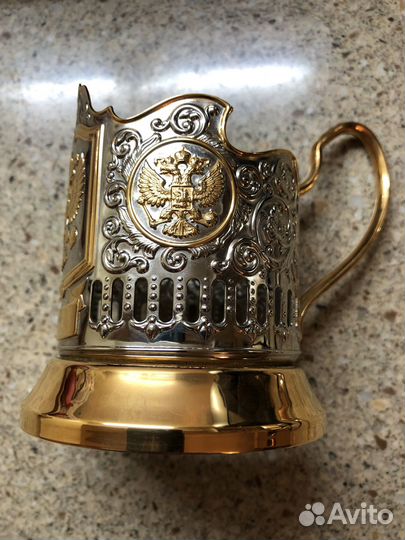 Подарочный набор стакан с подстаканником и ложкой