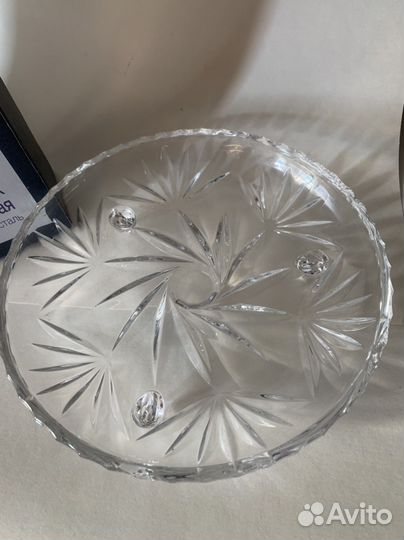 Тарелка на ножках хрусталь. Bohemia