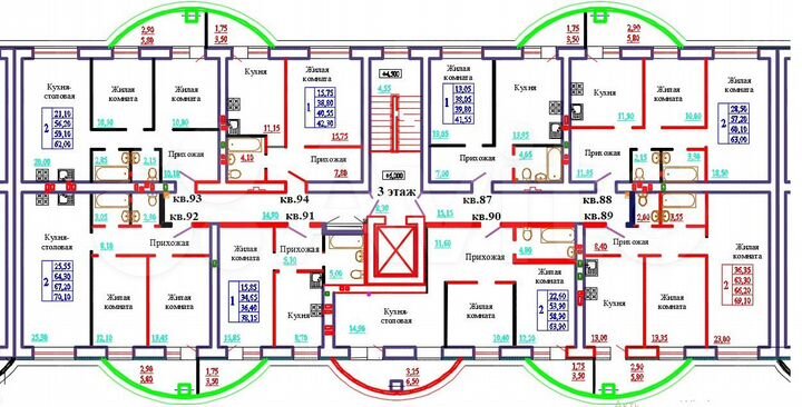 2-к. квартира, 66,2 м², 3/9 эт.