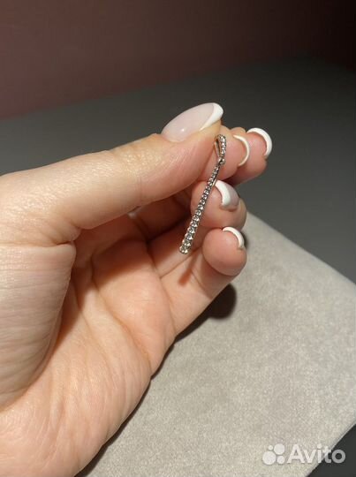 Серебряные серьги кольцо подвеска Pandora