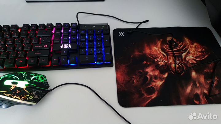 Клавиатура+мышка+коврик, игровой набор, новый