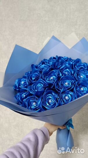 Букет роз из атласных лент