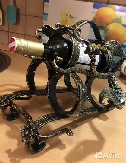 Подставка для 3х винных бутылок кованая