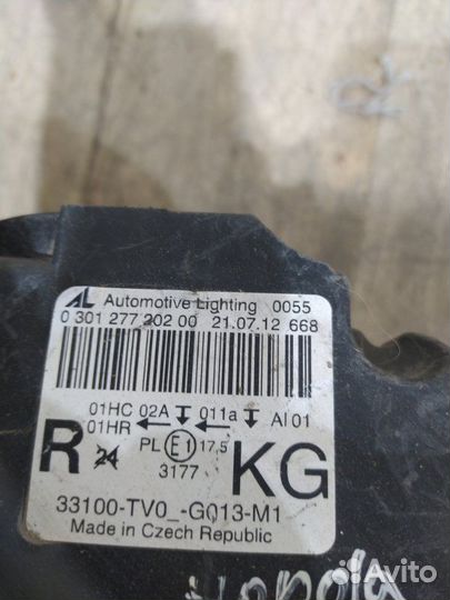 Фара правая Honda Civic 9 2012 - 2015