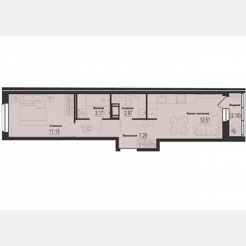 1-к. квартира, 38,1 м², 6/12 эт.