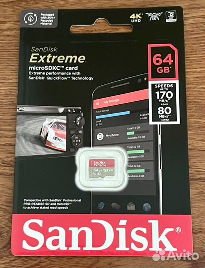 Карта памяти MicroSD Sandisk Extreme 64gb