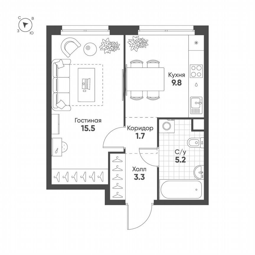 1-к. квартира, 35,5 м², 2/9 эт.