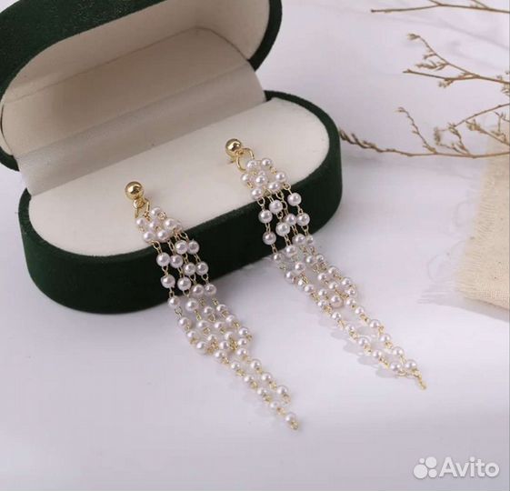 Длинные жемчужные серьги