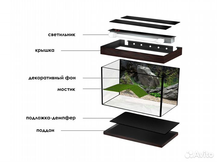 Террариум 100 литров для черепахи белый