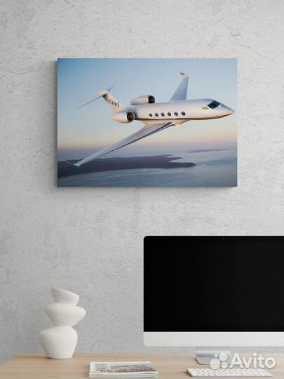 Картина 70х50 пассажирский самолет в небе