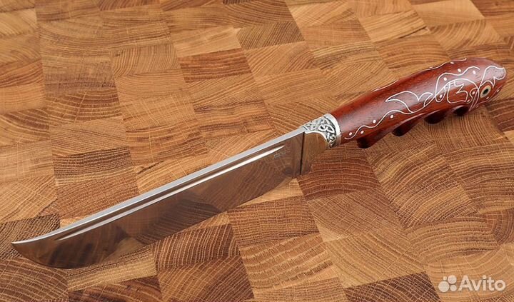 Нож Узбекский elmax падук резной с инкрустацией