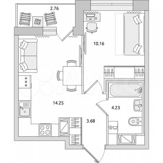 1-к. квартира, 35,1 м², 5/17 эт.