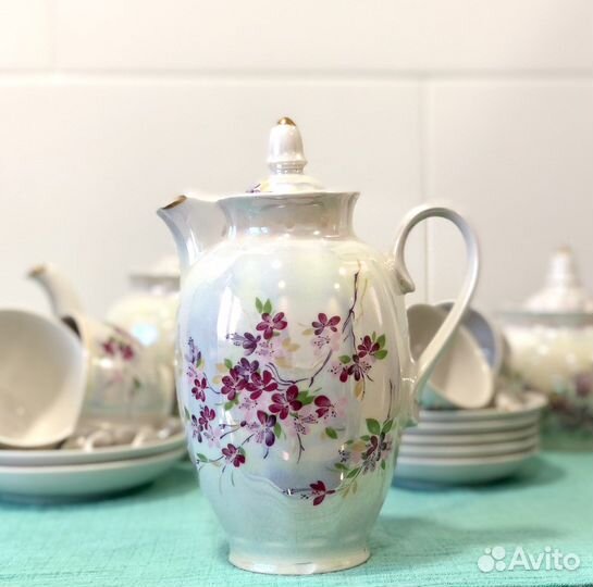 Чайный сервиз багульник, фарфор, Дулево