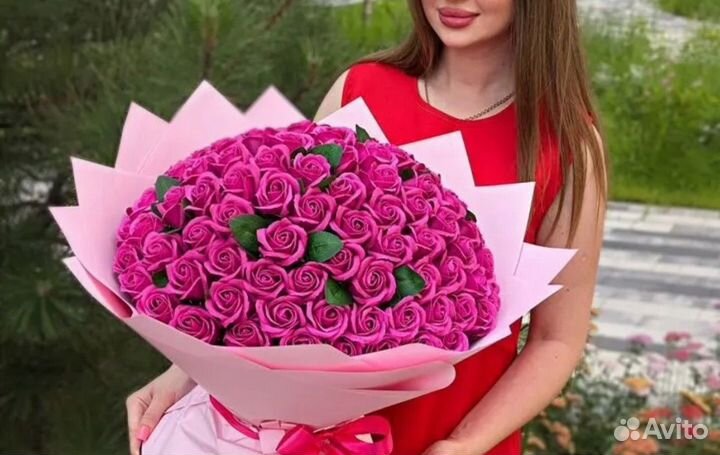 Букеты мыльных роз подарок для девушки 101