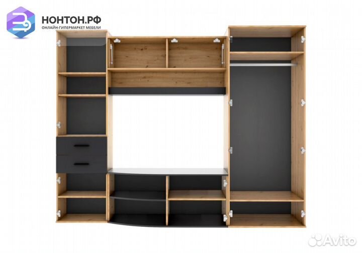 Гостиная Амалия дуб дикий / черный графит