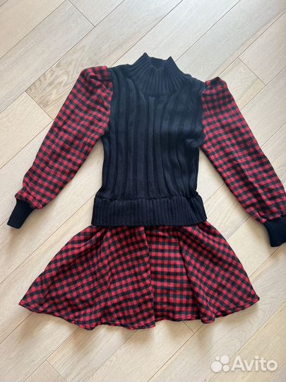 Платье в клетку, зимнее