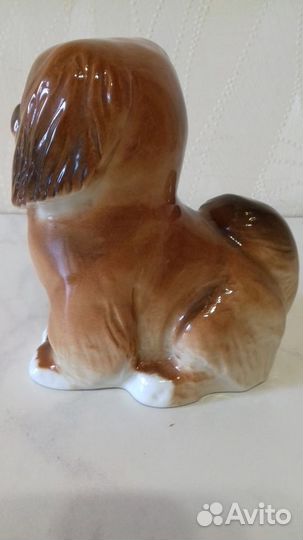 Фарфоровая статуэтка собака,пекинес лфз