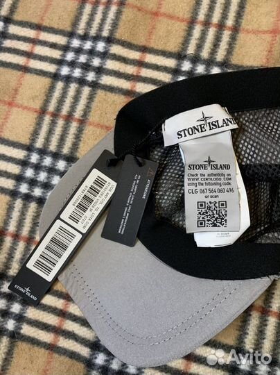 Кепка stone island nylon metal серая