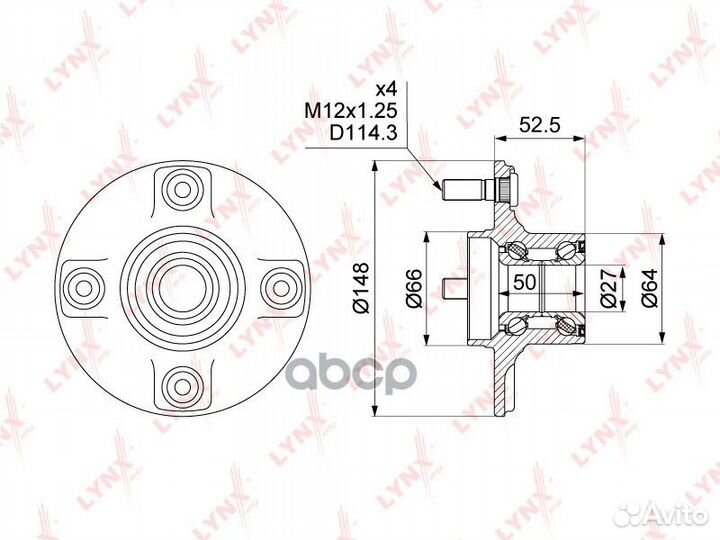 Ступица колеса зад прав/лев WH1457 lynxauto