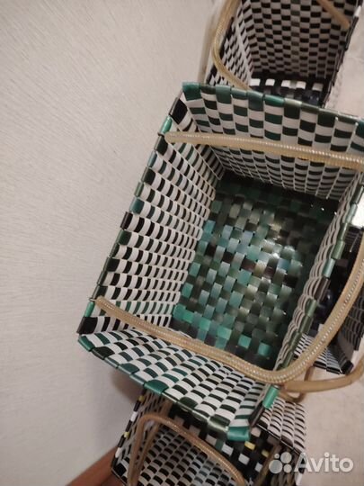 Корзина плетеная из ленты