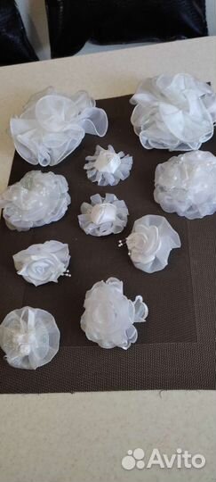 Банты для волос белые/заколки (пакетом)