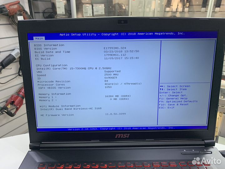Щ62 ноутбу MSI GL72M