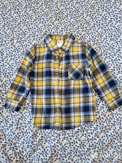 Рубашка на мальчика в клетку 86