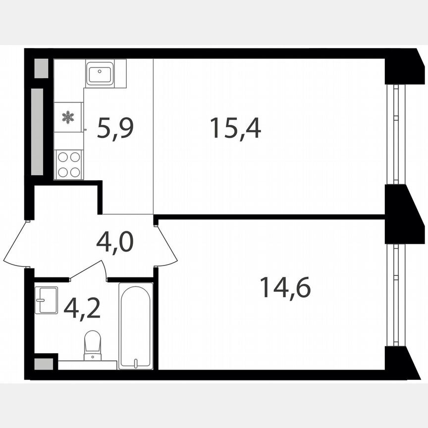 1-к. квартира, 44,1 м², 9/15 эт.