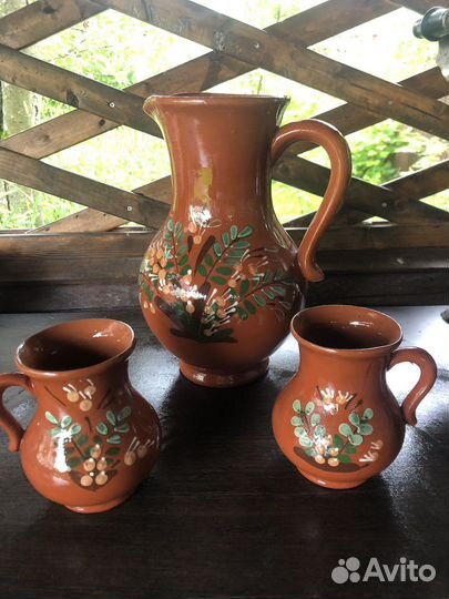 Глиняный большой кувшин в наборе