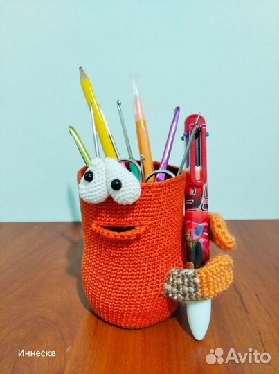 Вязаная карандашница на заказ. Стакан Помощник