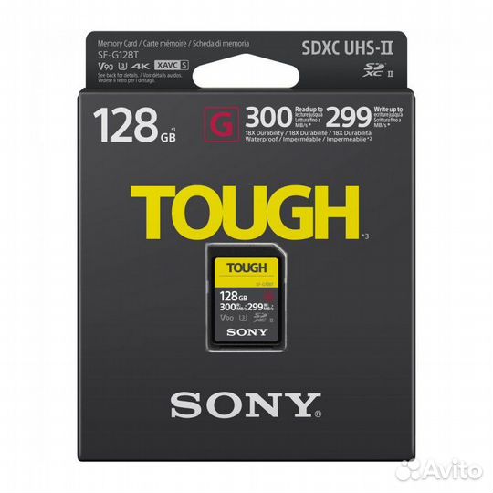 Карта памяти sdxc 128GB Sony SF-G tough UHS-II U3