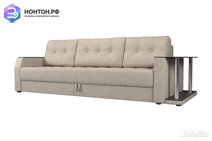 Диван еврокнижка Атлантида с баром рогожка бежевая