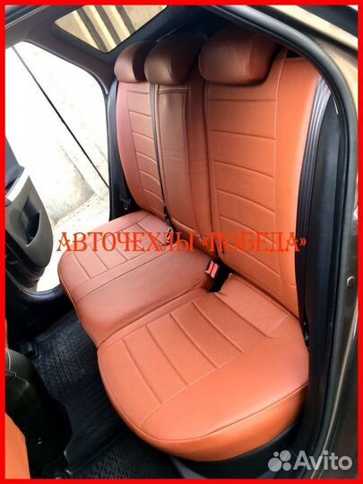 Чехлы Kia Ceed 2 из экокожи коричневые Классика