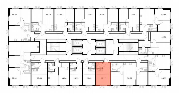 Квартира-студия, 23,8 м², 32/33 эт.