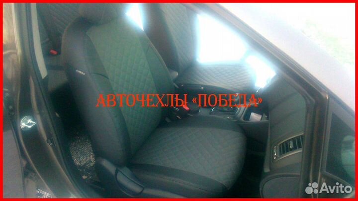 Чехлы Kia Cerato 2 из экокожи чёрно-серые Ромб