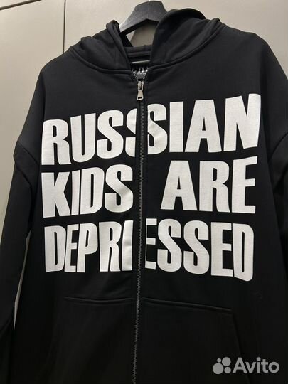 Черное Зип Худи X Depression xcnx Россия Russia