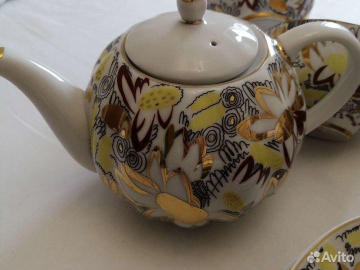 Чайный сервиз лфз СССР золотые ромашки